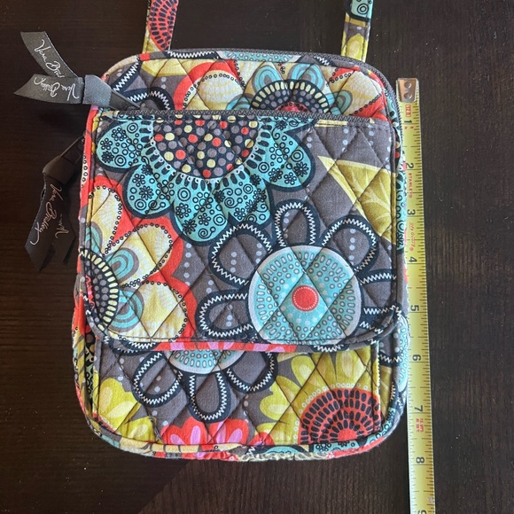 Vera Bradley Flower Power Turquoise Brown Yellow Small Crossbody Quilted Bag - Picture 7 of 11